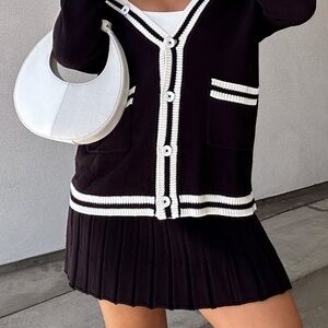 SHOW ME YOUR MUMU Prep Skirt In Black Varsity Stripe Knit
